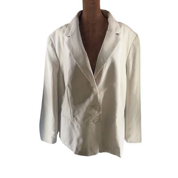 Le Suit Blazer Women's 24W Ivory Cream Pinstripe Tailored Blazer Jacket NWT - Picture 4 of 12